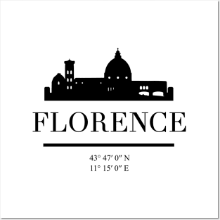 FLORENCE ITALY BLACK SILHOUETTE SKYLINE ART Posters and Art